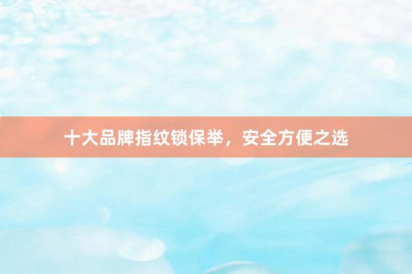 十大品牌指纹锁保举，安全方便之选